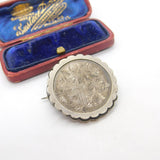 Victorian Sterling Silver Floral Pattern Sweetheart Brooch 1876 Birmingham