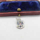 Sterling Silver and Enamel Austria Travel Shield Charm Pendant Vintage c1970