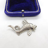Middle Eastern Sterling Silver Fish Form Brooch Pin Antique c1900 Victorian