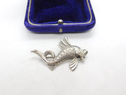 Middle Eastern Sterling Silver Fish Form Brooch Pin Antique c1900 Victorian
