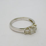 Sterling Silver Triple Stepped White Topaz Dress Ring Vintage c1990 Size R