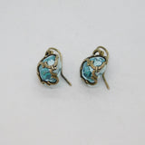 Pair of Sterling Silver Pale Blue Glass Hook Drop Studio Earrings Vintage c1970