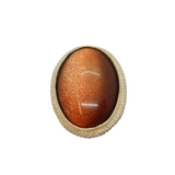 Sterling Silver Sparkling Goldstone Oval Brooch Pin Modern 1991 Birmingham