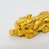 .999 Pure Silver Gilt Oriental Dragon Form Pendant Vintage c1980