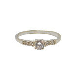 Sterling Silver Graduating 5 Stone CZ Dress Ring Modern c1990 Size M 1/2