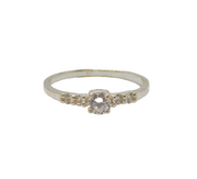Sterling Silver Graduating 5 Stone CZ Dress Ring Modern c1990 Size M 1/2