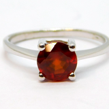 Sterling Silver Round Garnet Solitaire Dress Ring Vintage c1970 Size N 1/2
