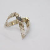 Sterling Silver Patterned Textured ZigZag Dress Ring Vintage c1970 Size N