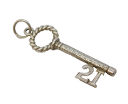 Sterling Silver 21st Birthday Key Charm Pendant Vintage c1970