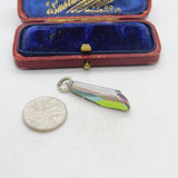Sterling Silver Iridescent Glass Drop Charm Pendant Vintage c1970
