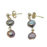 Pair of Sterling Silver Purple Freshwater Pearl Stud Earrings Contemporary c2015