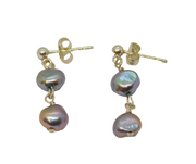 Pair of Sterling Silver Purple Freshwater Pearl Stud Earrings Contemporary c2015