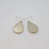 Pair of Sterling Silver Shell Set Peardrop Hook Dangly Earrings Modern c1990