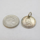 Queen Victoria Sterling Silver Threepence Coin Charm Pendant Antique 1887