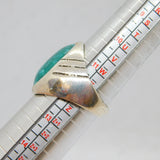 Sterling Silver Chunky Cabochon Turquoise Signet Band Ring Vintage c1970 Size Y