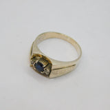 Sterling Silver White & Blue Sapphire Art Deco Dress Ring Antique c1940 Size N