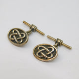 Pair Of Sterling Silver Oxidised Celtic Pattern Chain Cufflinks Vintage c1990