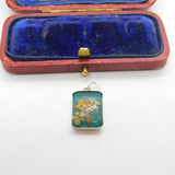Sterling Silver and Resin Preserved Flowers Charm Pendant Vintage c1970