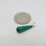 Sterling Silver Malachite Drop Charm Pendant Vintage c1970s