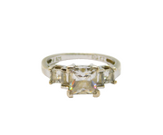 Sterling Silver 5 Graduating CZ Stepped Front Dress Ring Modern c1990 Size P