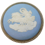 Sterling Silver Mounted Wedgwood Chariot Cameo Brooch Vintage c1970