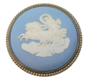 Sterling Silver Mounted Wedgwood Chariot Cameo Brooch Vintage c1970
