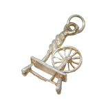 Sterling Silver Spinning Wheel Charm Pendant Vintage c1970