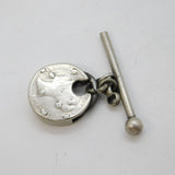 Victorian Sterling Silver Threepence Padlock & T-Bar Fob Antique c1880s