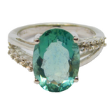 Sterling Silver Blue Zircon & White Sapphire Dress Ring Vintage c1970 Size N 1/2