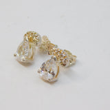 Pair of Sterling Silver Paste Peardrop Stud Earrings Vintage c1970