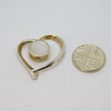 Sterling Silver Mother Of Pearl Stylised Heart Pendant Contemporary c1990s