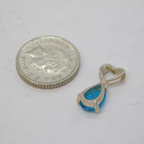 Sterling Silver Blue Topaz Drop Charm Pendant Vintage c1970s