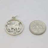 Sterling Silver Leo Zodiac Lion Charm Pendant Vintage c1970