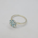 Sterling Silver Light Blue Topaz Flower Dress Band Ring Vintage c1970 Size P