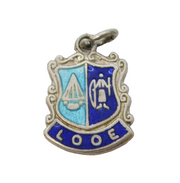 Sterling Silver Enamel Looe Shield Crest Charm Pendant Vintage c1970