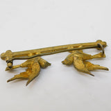 19th Century Silver Gilt, Pearl & Garnet Swallow Brooch Antique c1880s