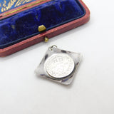 Sterling Silver Queen Victoria Threepence Charm Pendant Antique 1890 Victorian
