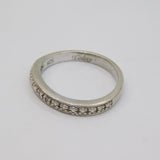 Sterling Silver Diamond Sweetheart Half Eternity Band Ring Vintage c1970 Size L