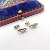 Pair of Sterling Silver Feathered Paste Set  Earrings Vintage c1970