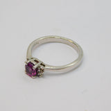 Sterling Silver Pink Tourmaline Solitaire Dress Ring Vintage c1970 Size N 1/2
