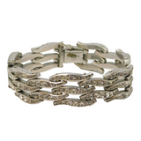 Art Deco Esha Randel Silver Plated & Paste Set Floral Bracelet Antique c1930s