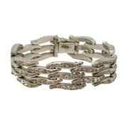 Art Deco Esha Randel Silver Plated & Paste Set Floral Bracelet Antique c1930s
