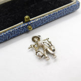 Sterling Silver Oriental Farmer with Basket Charm Pendant Vintage c1970