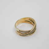 Sterling Silver White Topaz Cross Over Dress Ring Vintage c1970 Size P