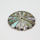 Sterling Silver Mexican Abalone & Black Onyx Studio Brooch/Pendant Vintage c1970