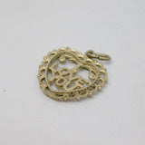 Sterling Silver "I Love You" Patterned Open Heart Charm Pendant Vintage c1970