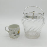 Victorian Sterling Silver Mounted Fluted Glass Biscuit Barrel Antique 1897