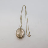 Victorian Sterling Silver Floral Pattern Locket Necklace Antique 1880 Birmingham