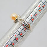 Sterling Silver Peach Pearl Patterned Swirl Dress Ring Vintage c1970 Size N