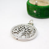Sterling Silver Large Tree Of Life Disc Charm Pendant Vintage c1970